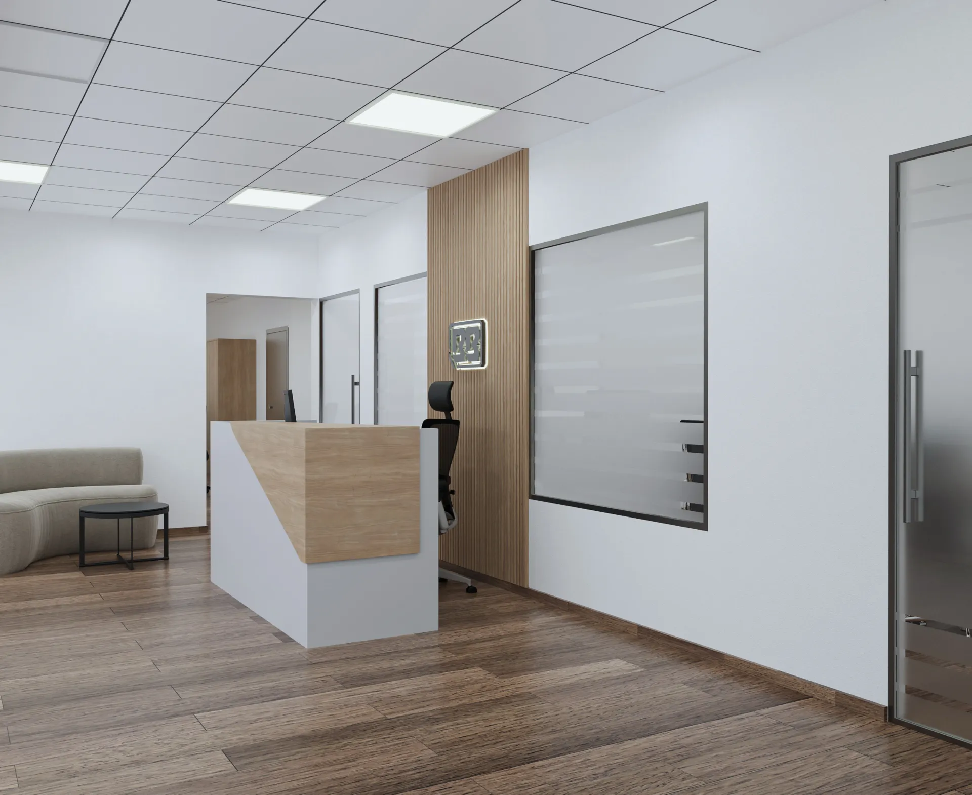 Branch office fit-out, client Bhatia Brothers - view 1